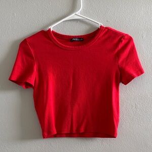 ZARA Red Cropped Top